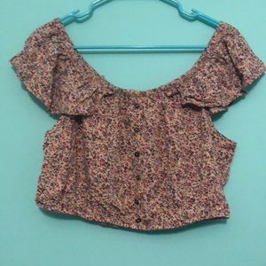 xhilaration XL Pink Floral Crop Top